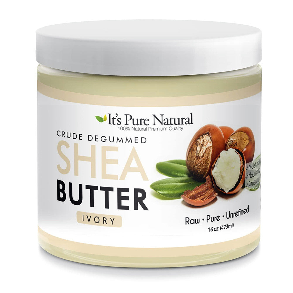 Its Pure Natural Crude Degummed African Ivory Shea Butter, 16 Oz